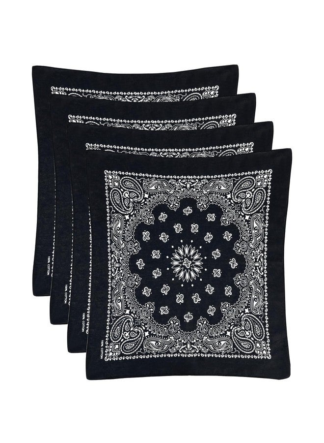 Bycc Bynn Large 27x27 Inch Bandana - 4 Pack 100% Cotton Bandanas for Men & Women (Black+Black+Black+Black) - Image 1